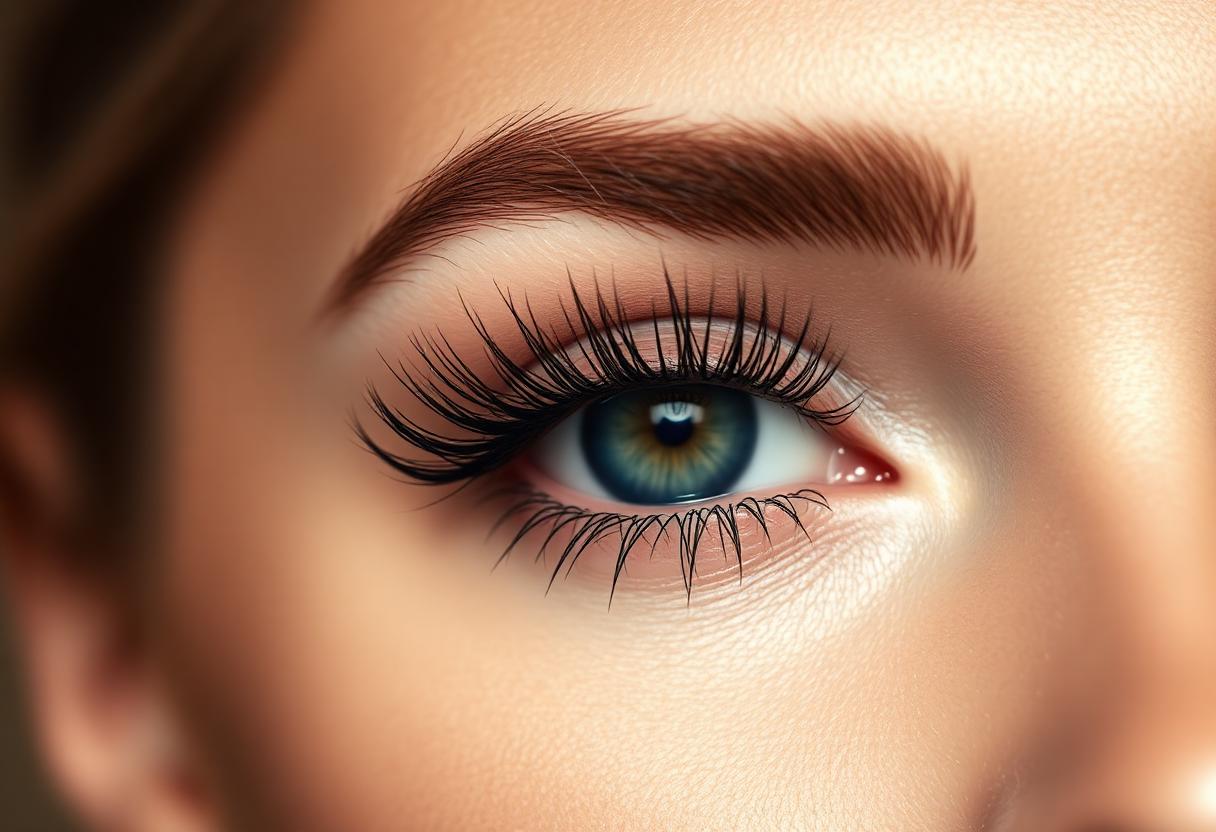 Geliftete Wimpern und laminierte Augenbrauen – Ergebnis einer Lash- und Brow-Lifting-Behandlung