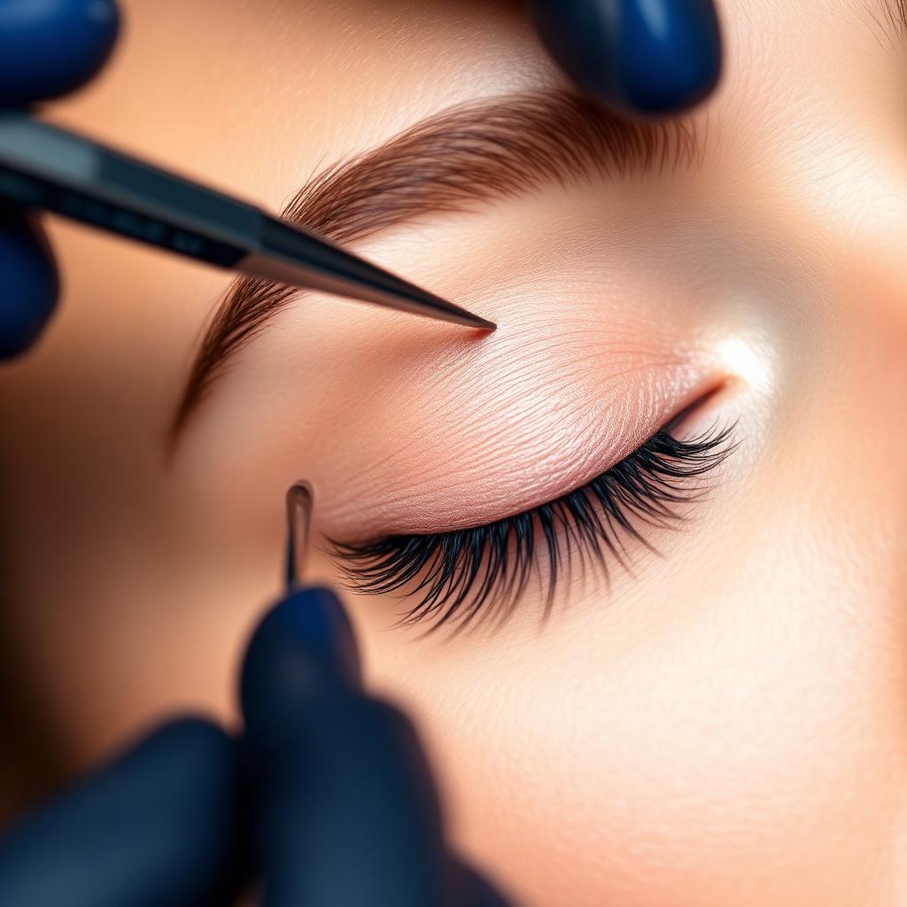 Professionelles Ansetzen einer klassischen 1:1-Wimpernverlängerung mit Präzisionspinzette
