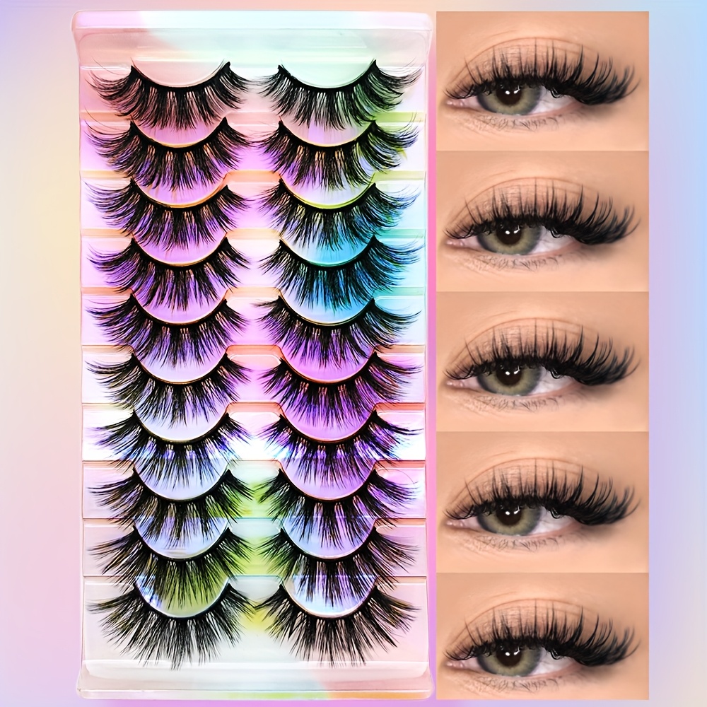 10 Paar 3D Fake Wimpern Schwarz Cat Eye