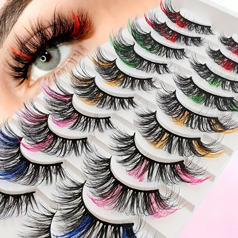 10 Paar Dramatische Bunte Wimpern