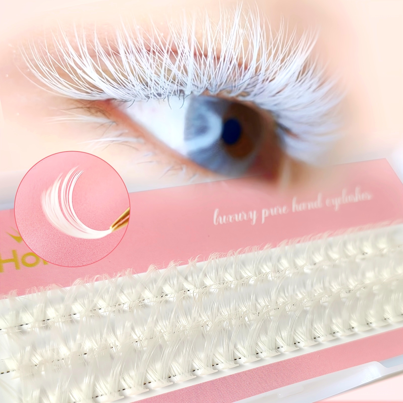 DIY 40D Weiße Cluster-Wimpern -