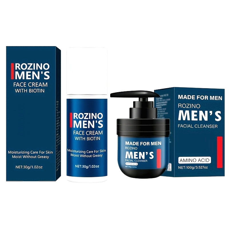 ROZINO Männer Pflege Set – Gesichtsreiniger & Feuchtigkeitscreme für hydratisierte Haut