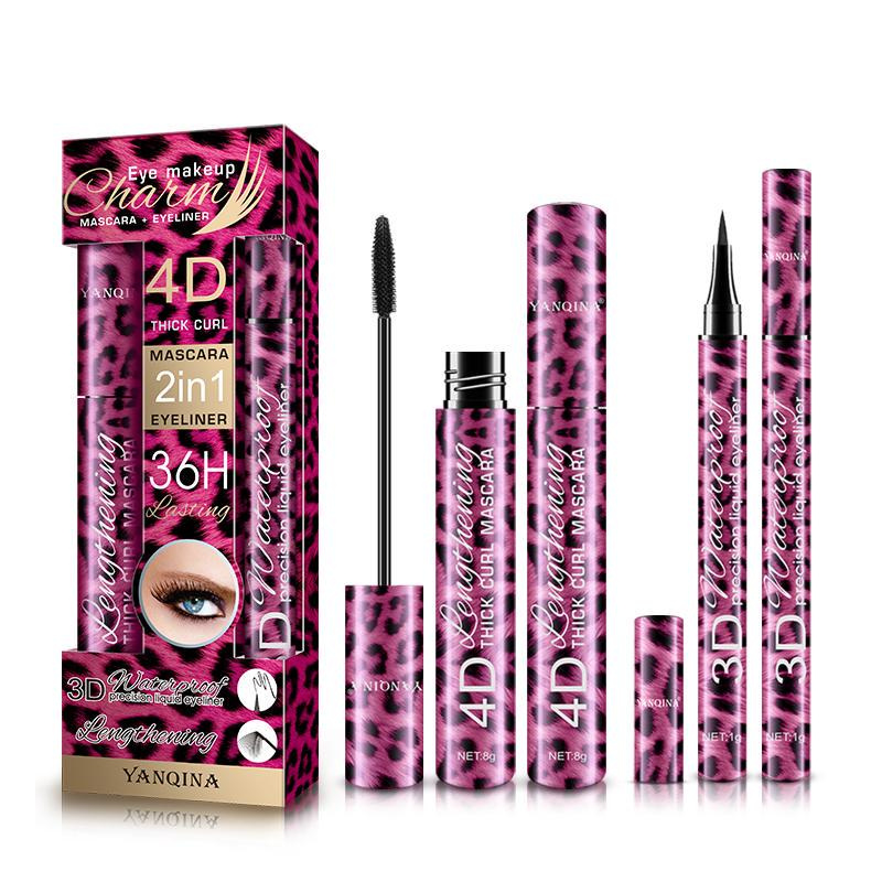 4D Fiber Mascara & Eyeliner Set (Schwarz) – Wasserdicht & Langanhaltend
