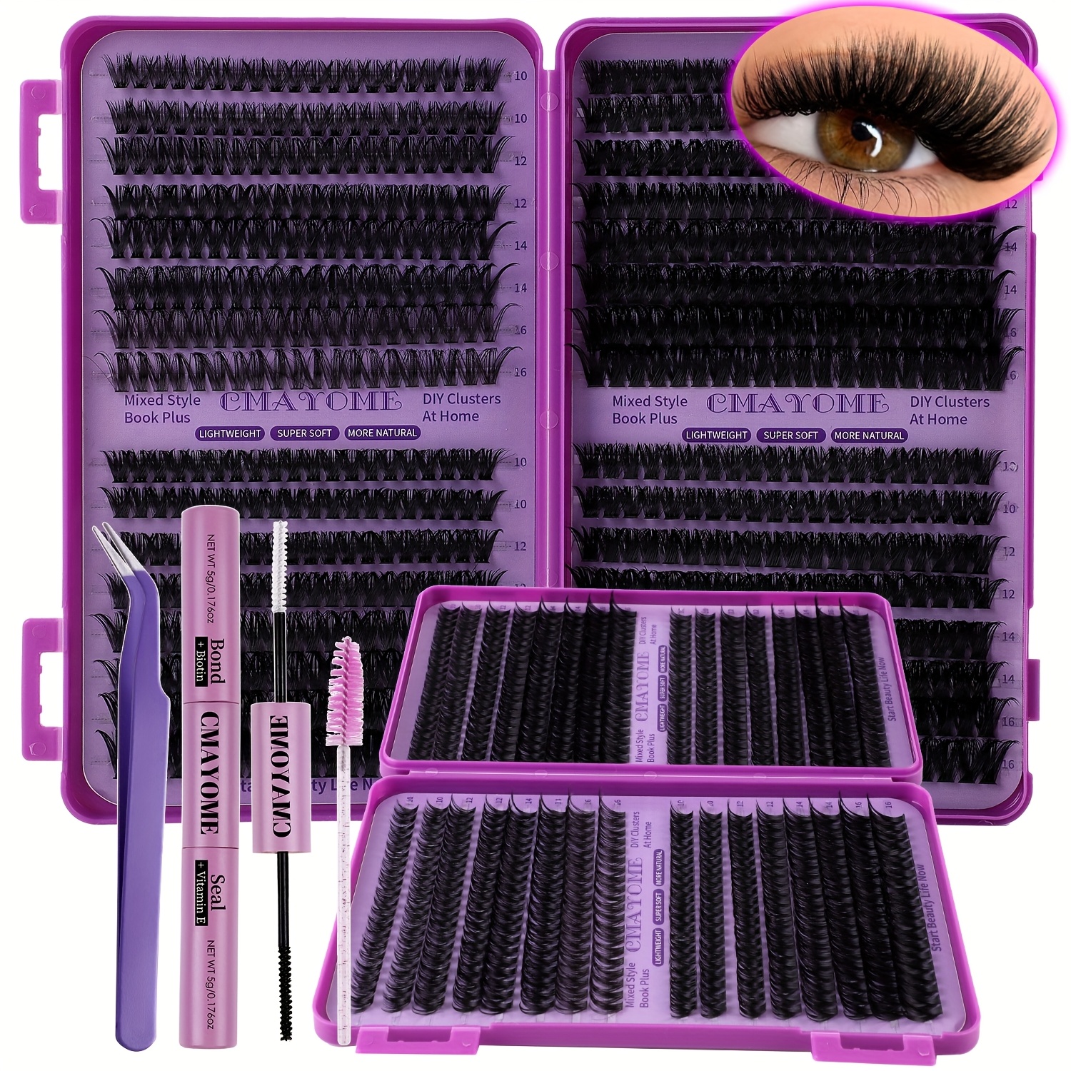640 Cluster Mink Lashes Set (10-16mm, D-Curl) – DIY Wimpernverlängerung mit Kleber & Pinzette