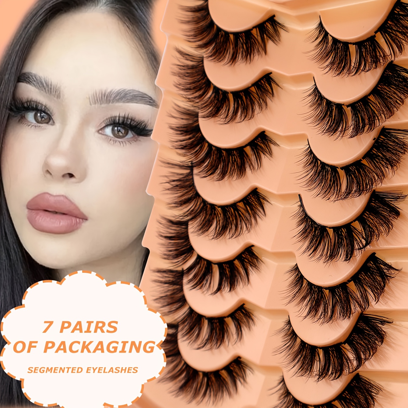 7 Paar 3D Cat Eye Wimpern – Voluminöse, segmentierte Lashes für intensiven Look