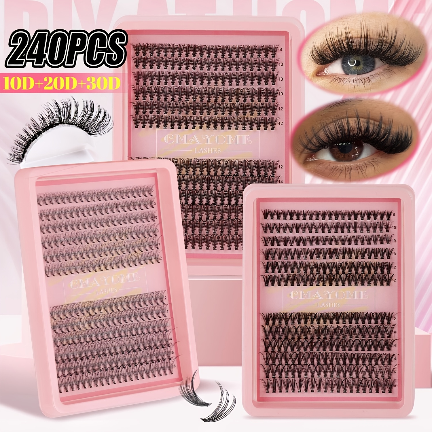 240er DIY Manga Cluster Lashes Set (8-18mm, D-Curl) – Wiederverwendbare Cartoon & Anime Wimpernbüschel